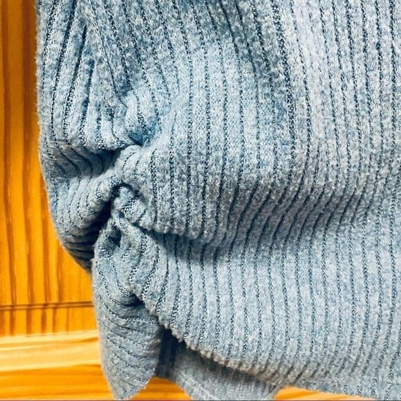 Persaya Girl soft blue ribbed ruched hoodie top L - Picture 4 of 5